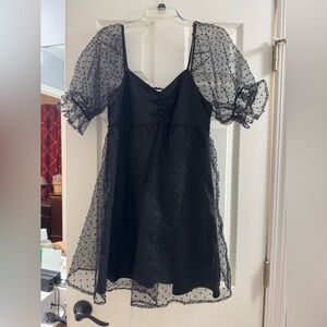 Black Sheer Polka Dot Dress